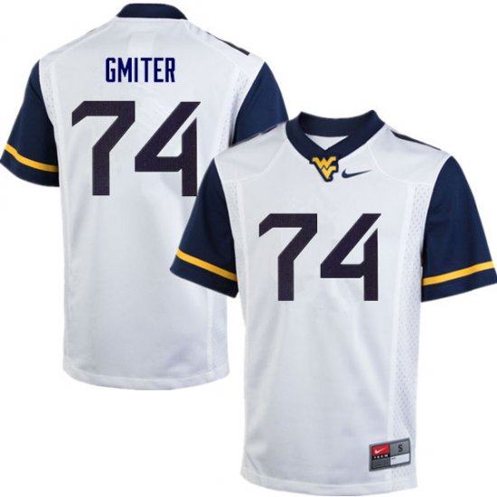 Men's West Virginia Mountaineers NCAA #74 James Gmiter White Authentic Nike Stitched College Football Jersey RL15N85DG